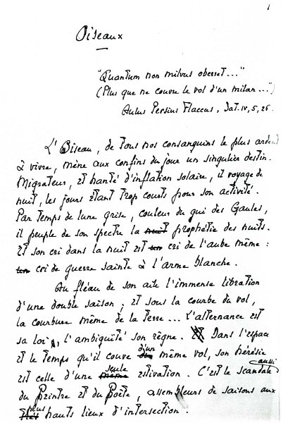 manusoiseaux1.jpg - Oiseaux, I. Manuscrit de pré-publication
